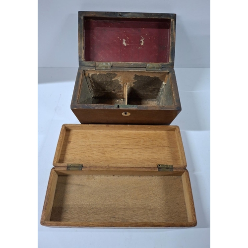 112 - Georgian sarcophagus form tea caddy (internally a/f) together with a fine quality Oak box (2)