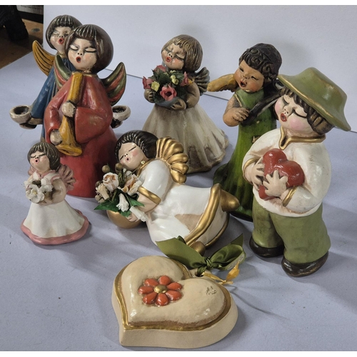 128 - Collection of eight, wood painted figures by Bozner, Engel Thun (8)