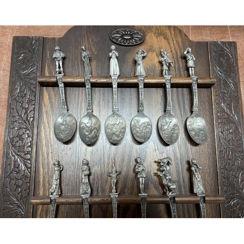 137 - Wooden wall hanger with Carved spoons