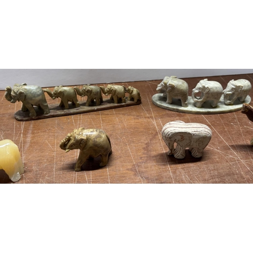 139 - Collection of Elephants mainly Marble and Onyx