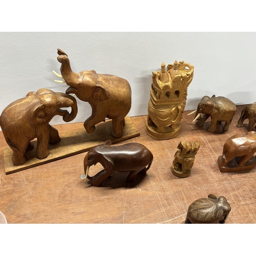 140 - Small collection of Wooden Elephants