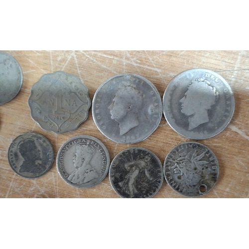 47 - Quantity of British and Commonwealth 19thC & early silver coins including 4 x Canada QV bun head 5 c... 