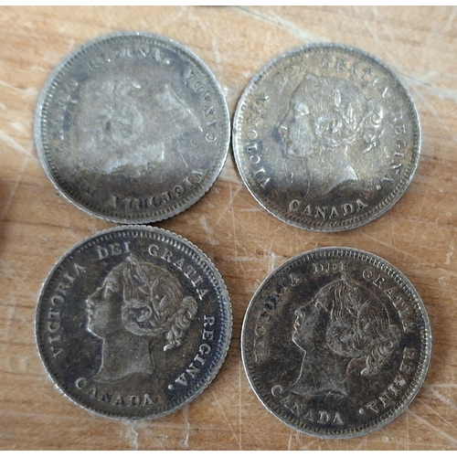 47 - Quantity of British and Commonwealth 19thC & early silver coins including 4 x Canada QV bun head 5 c... 