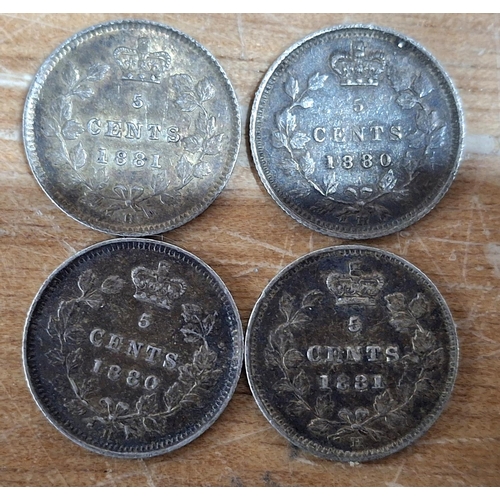 47 - Quantity of British and Commonwealth 19thC & early silver coins including 4 x Canada QV bun head 5 c... 