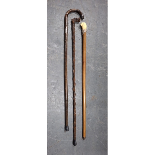 163 - Three fine quality antique walking sticks (2)