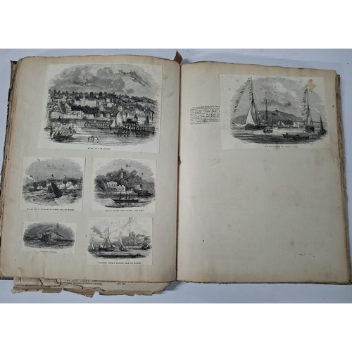 187 - Mid Victorian scrapbook with a large quantity of newspaper and images stuck into the album,  mainly ... 