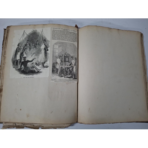 187 - Mid Victorian scrapbook with a large quantity of newspaper and images stuck into the album,  mainly ... 