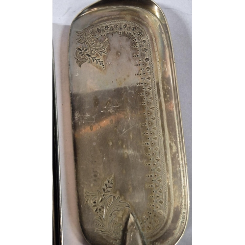 192 - Tin full of of antique, good quality sliver plated flatware together with an etched plated late Vict... 