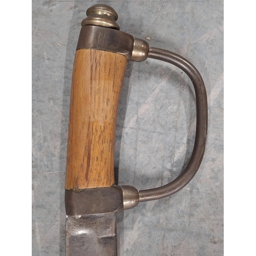 196 - Unmarked cavalry style curved bladed sword with wooden handle