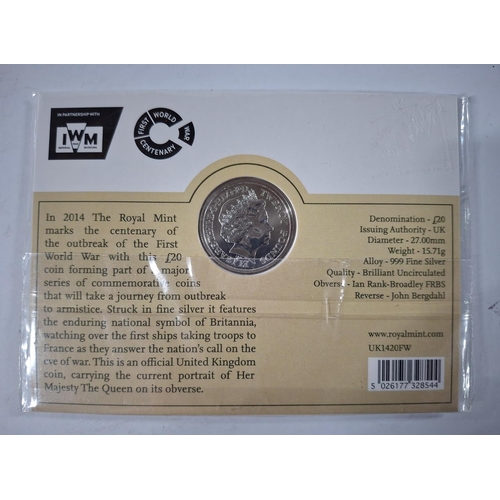 51 - Packaged 2014 Royal Mint pure (.999) silver £20 