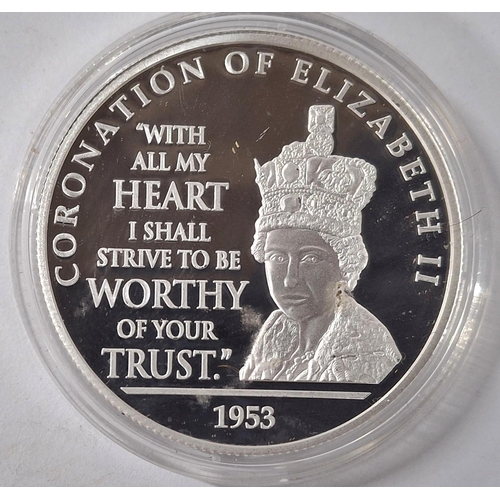 52 - Pure .999 silver 1oz coin, 1953 Coronation of Elizabeth II in perspex clear case