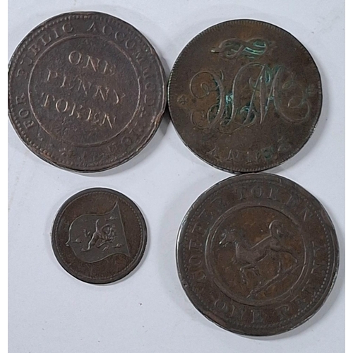 55 - Four various British Georgian penny tokens (4)