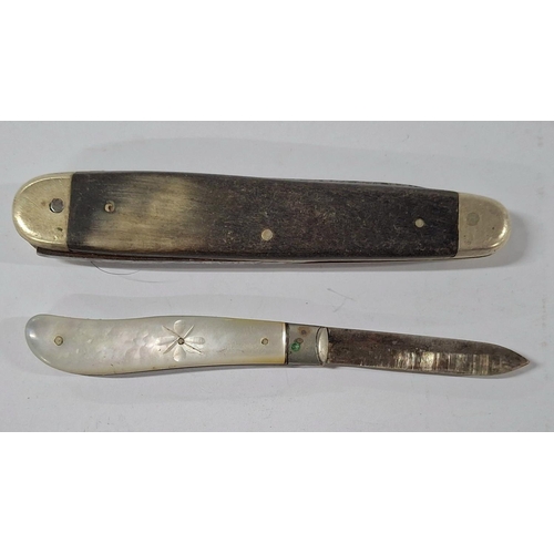 199 - William Rodgers bone handled pocket knife together with a superb small hallmarked silver blade with ... 