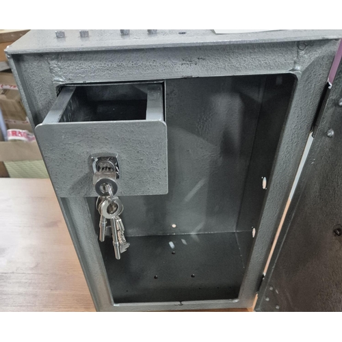 240 - Homemade metal safe with internal small lock compartment, complete with keys