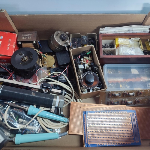 233 - Box containing a large quantity of mid century electrical items including soldering irons etc (Qty)