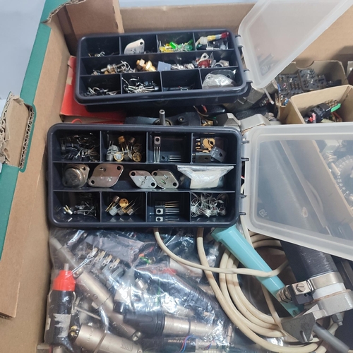 233 - Box containing a large quantity of mid century electrical items including soldering irons etc (Qty)