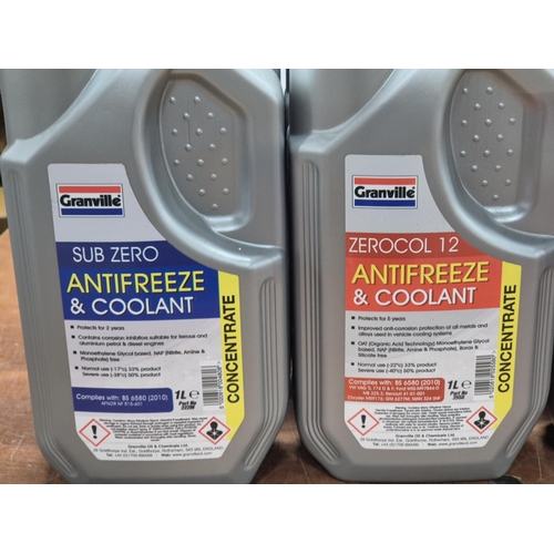 255 - 13 x 1 litre bottles of Granville anti-freeze together with 3 x 2 litre bottles of Granville antifre... 