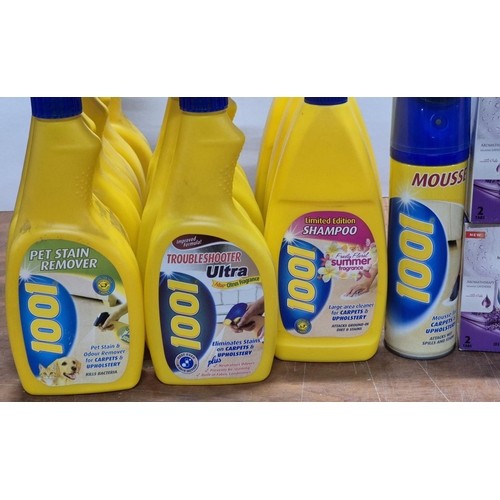 258 - Quantity of various bottles, boxes and sprays of carpet cleaner, floor polish and cleaning tablets e... 