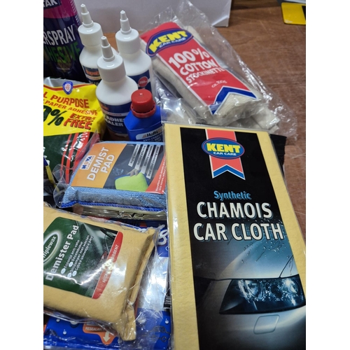 265 - Large quantity of packaged, as new, cleaning products, tape, chamois etc (Qty)