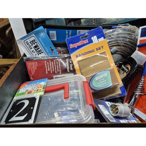 267 - Metal trunk filled with packaged, as new small tools and tool accessories etc (Qty)