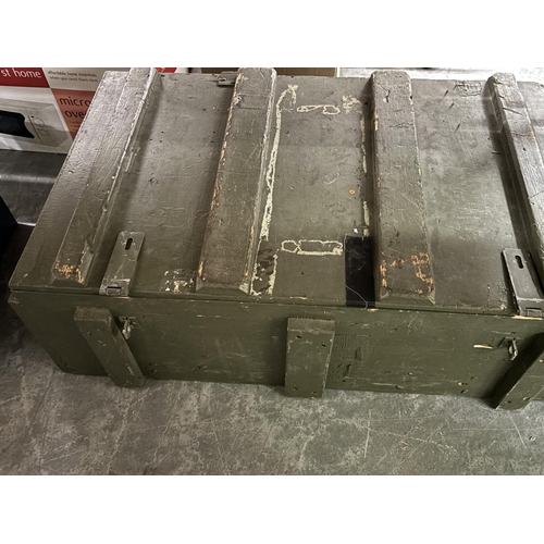 285 - Large wooden green British Army munitions box