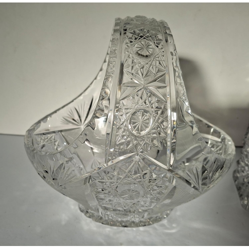 319 - Quality antique cut-glass lidded biscuit jar together with a similar antique cut glass basket (2)