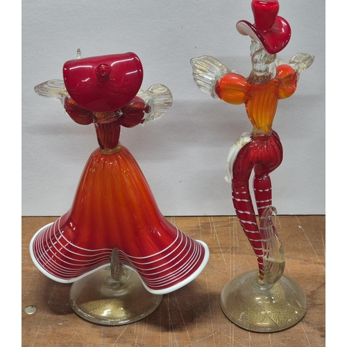 353 - Pair of retro Murano coloured glass figurines (a/f)