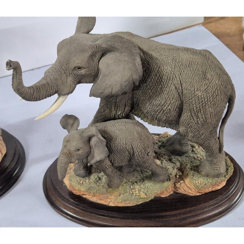 354 - Four good quality Country Artists, Elephant themed figurines, all on wooden plinths (4)