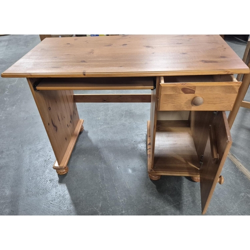 449 - Small drop-leaf Pine table together with a Pine desk (2)