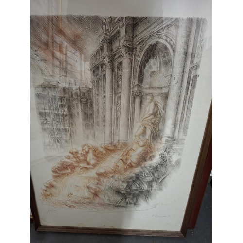 403 - Fine quality, indistinctly pencil signed limited edition (94/100) lithographic print of the Trevi fo... 