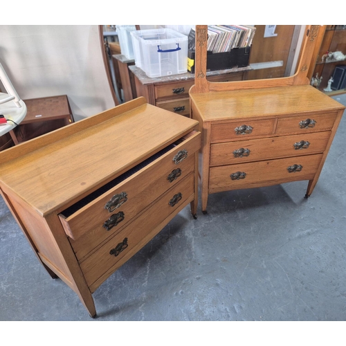 458 - Two Edwardian lightwood drawers (2)