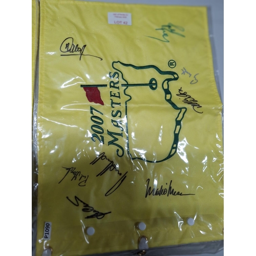 42 - Two 2007 Master Golf official flag merchandise, one flag with some players signatures (2)