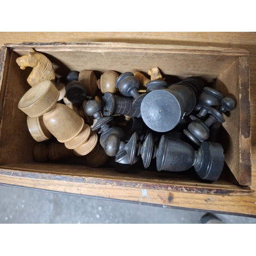 45 - Old wooden chess set