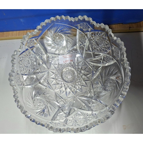 34 - Stunning late Victorian heavy cut-glass crystal fruit bowl,

appears to be in fine condition.