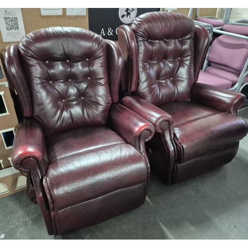 487 - Two good quality burgundy ox blood leather electric recliners by Sherborne (2)