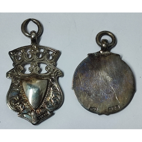 11A - J.W., Birmingham, 1918 hallmarked Silver blank plate fob and a T. J. Skelton, Chester, 1948, hallmar... 