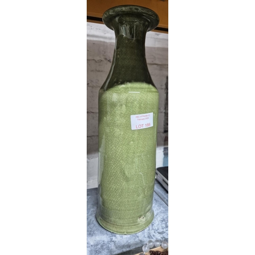 166 - Large unmarked tall celadon glazed vase