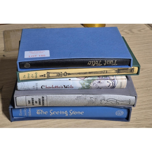 185 - Five various young adults Folio Society books including Charlottes web etc (5)