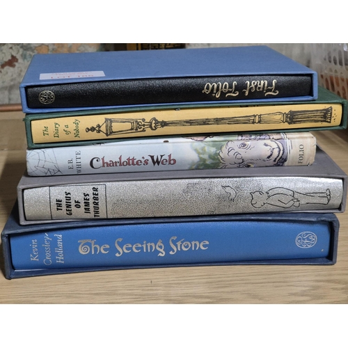 185 - Five various young adults Folio Society books including Charlottes web etc (5)