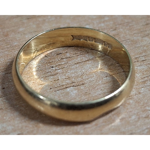 4 - Hallmarked 18ct yellow gold wedding ring (a/f),

2.9 grams