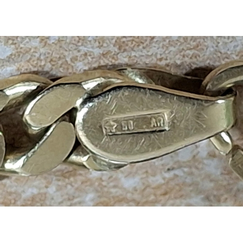 14 - 18ct yellow gold, flat linked bracelet stamped 750 with other official stamps, possibly Italy or Egy... 