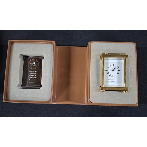 40 - Matthew Norman 1754 Swiss Carriage Clock in Original Box With All Documents and One Key - Boxed, nev... 