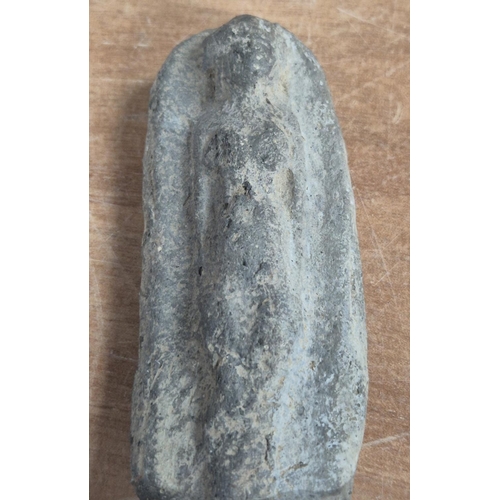 51 - Antient Egypt, large stone faience amulet, full-length lady at rest,

approx 11cm long X 5cm wide X ... 