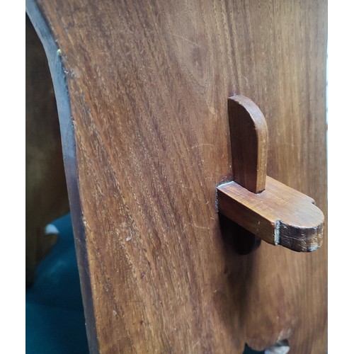 38 - Bespoke Edwardian Arts & Crafts Oak stool with beaten leather seat secured by original brass tacks