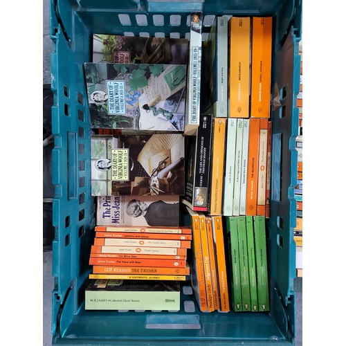 363 - Two boxes of various Penguin books, mostly novels (Qty)