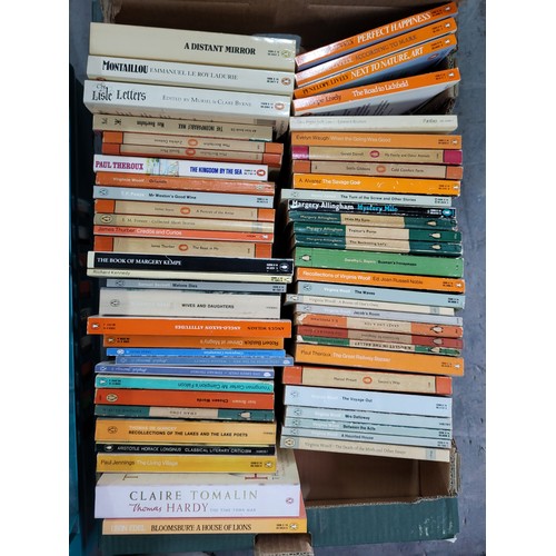 363 - Two boxes of various Penguin books, mostly novels (Qty)