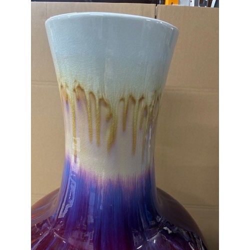 282 - Very Large and heavy vase with multi colours, flambe style, unsure on maker 

86cm x 60cm