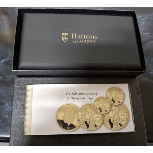 27 - Hattons of London, 2024 D-Day 80th Anniversary Gold Prestige Sovereign Proof Set, comprising full so... 