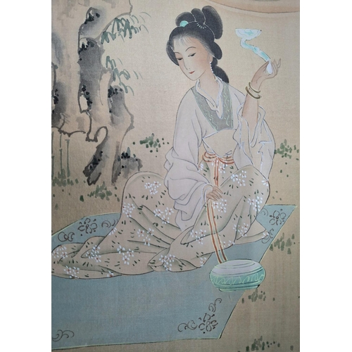 202 - Two early 20thC Japanese watercolours by different artists, both depicting Geisha girls and both in ... 