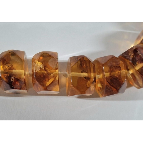35 - Antique, early 20thC Baltic Amber ladies string necklace with large graduating chunks of Baltic Ambe... 